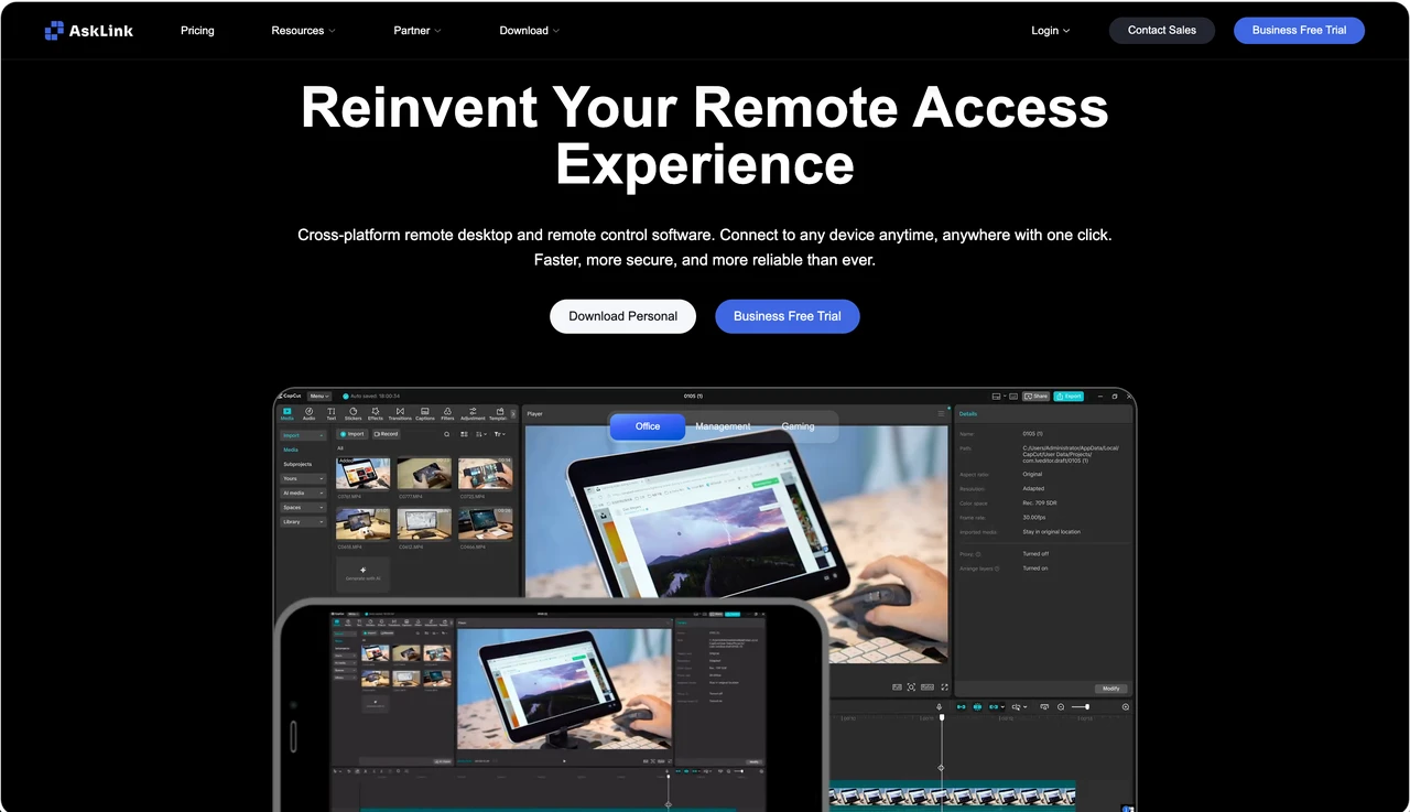 AskLink remote access software homepage
