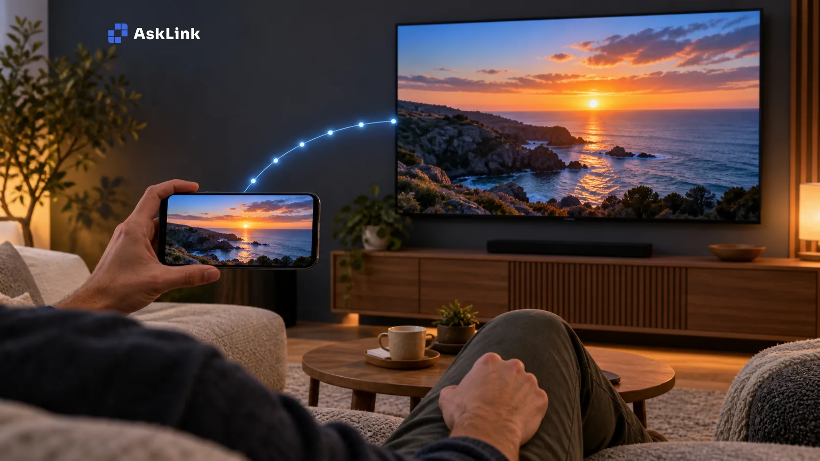 Duplicación de pantalla de AskLink desde un teléfono inteligente a un televisor
