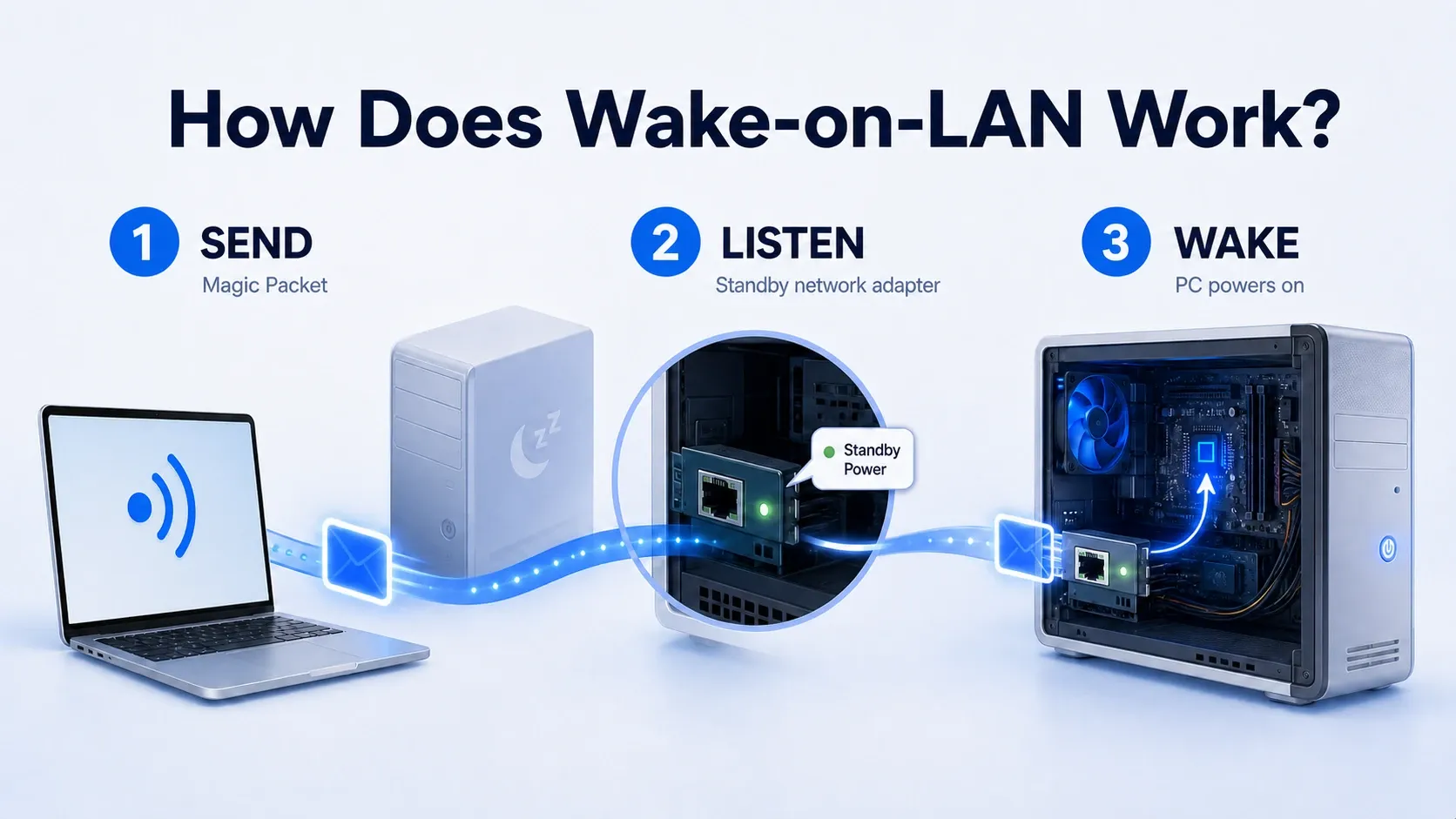 How Wake-on-LAN works in three simple steps