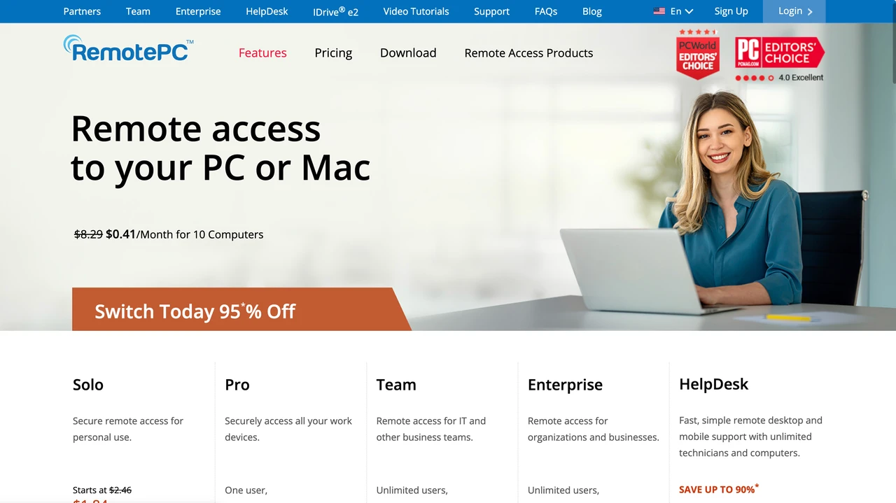 RemotePC remote access software homepage