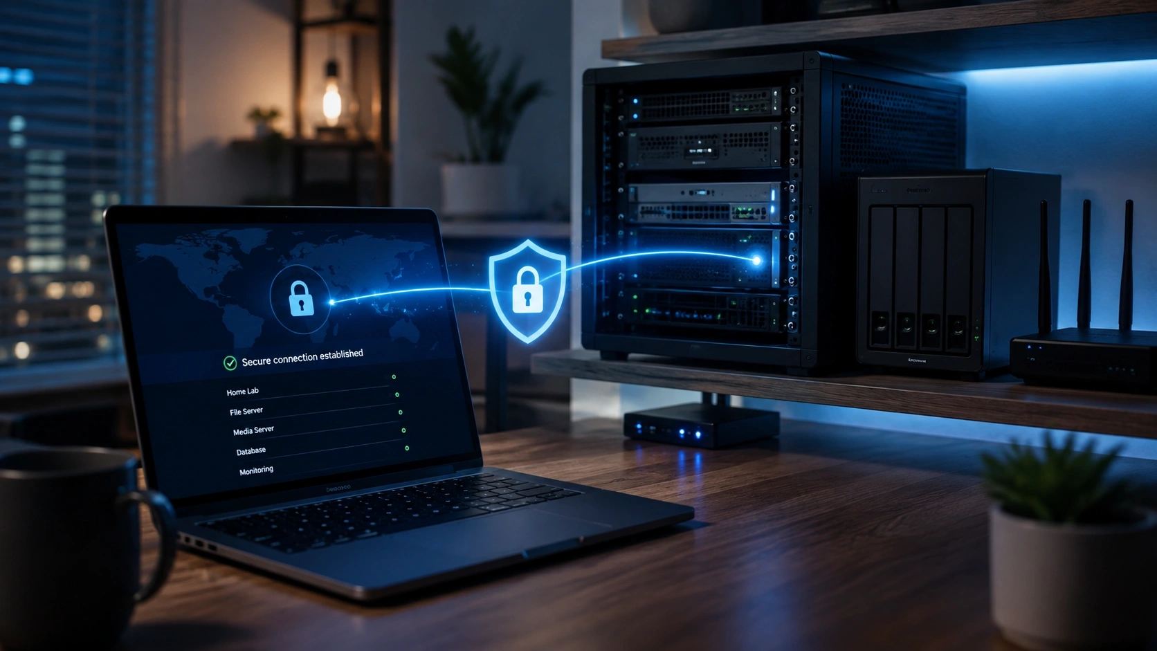 Secure remote access to a homelab server from a laptop