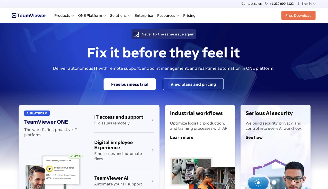 TeamViewer remote support and endpoint management homepage