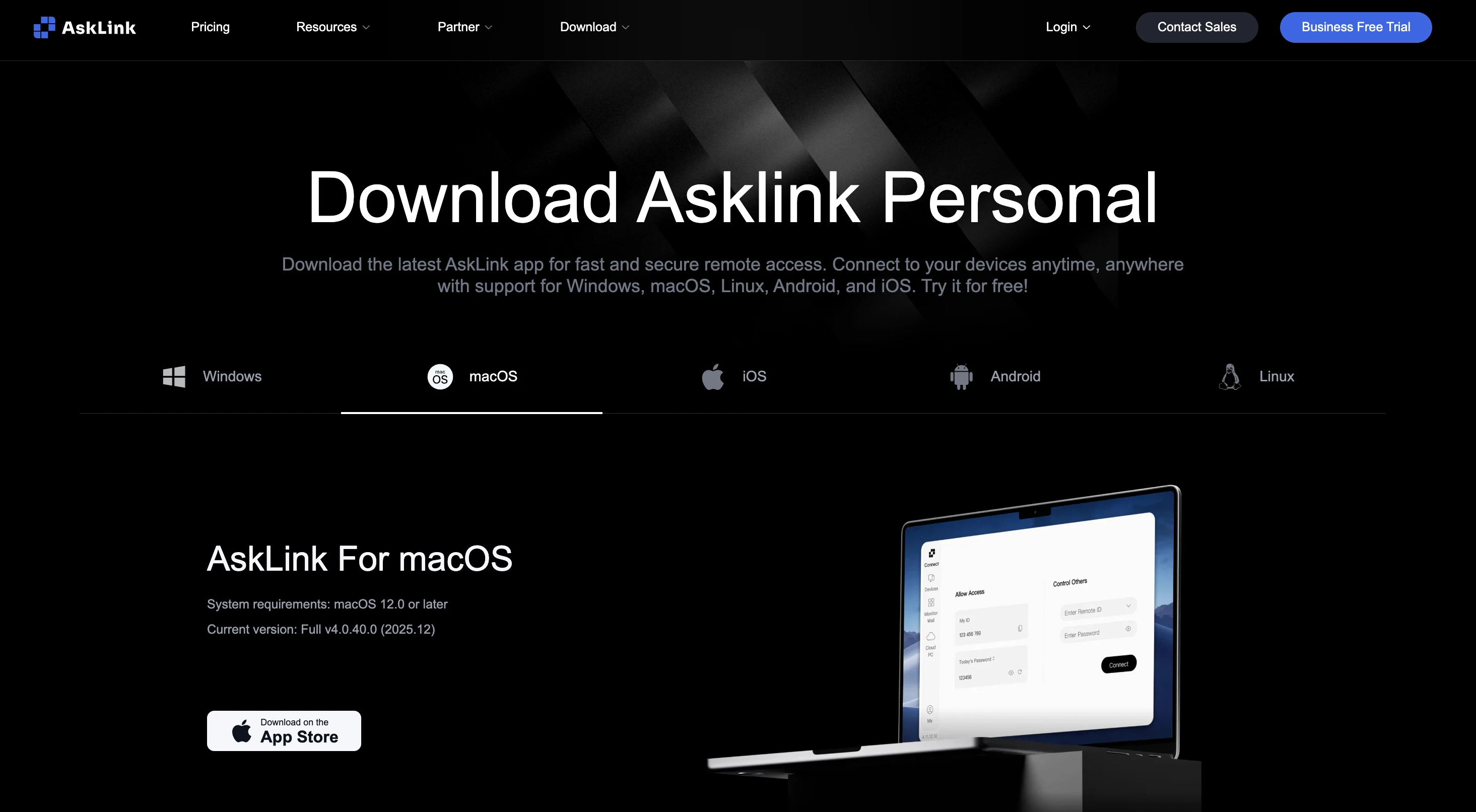 screenshot of asklink's personal download page
